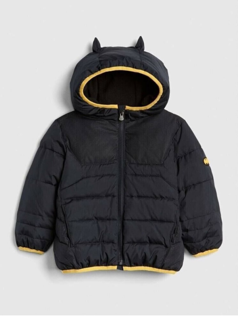 Baby Gap x Junk Food Batman Puffer Coat Size 3 Black Warm Full Zip
